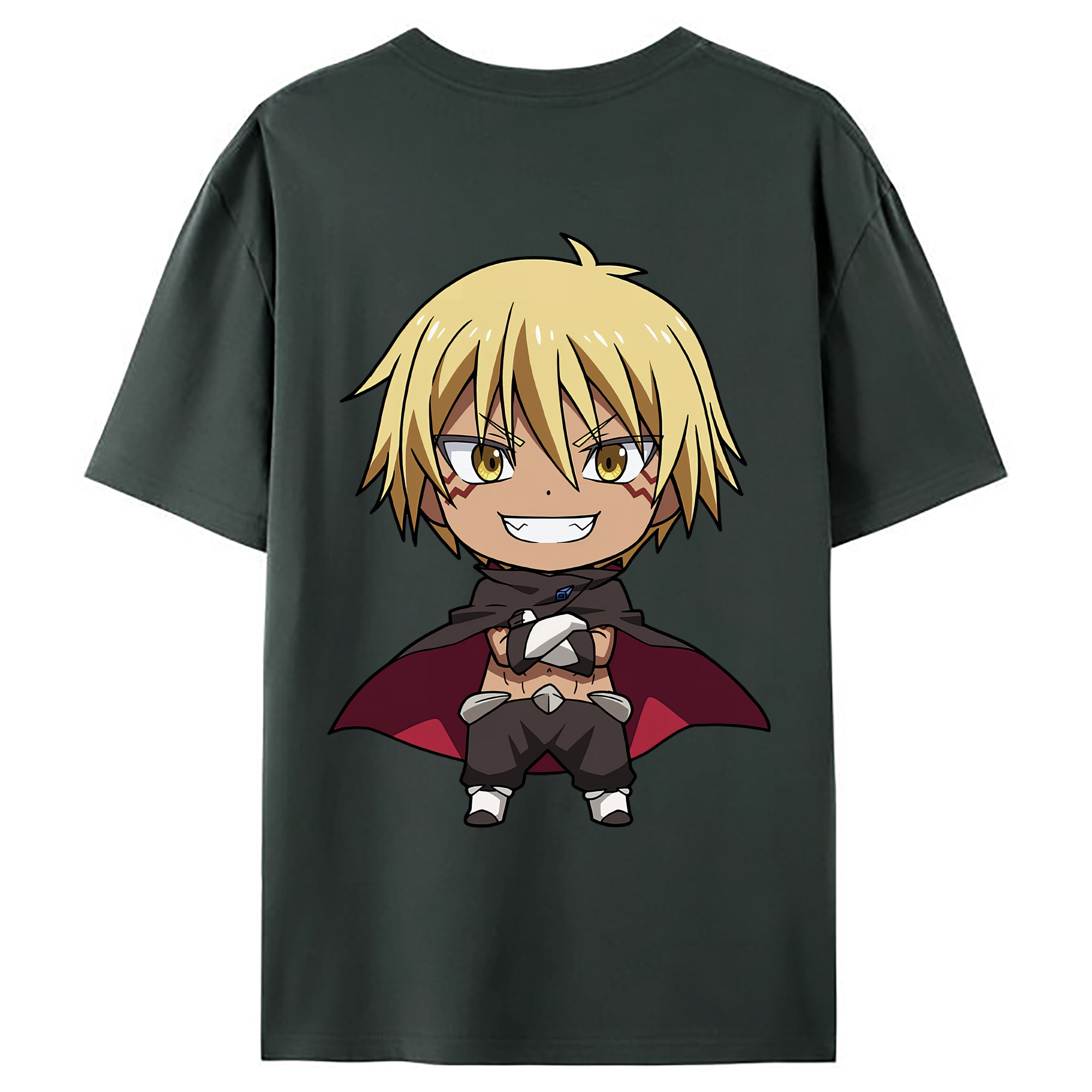 （画像用） 転スラ Regarding Reincarnated to Slime 綿100％ メンズ半袖Tシャツ（バックプリント） 通気性
